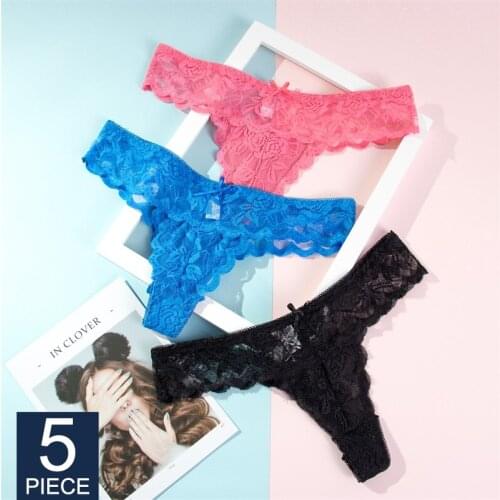 6color Gift Full Beautiful Lace Womens Sexy Lingerie Thongs G-string Underwear Panties Briefs Ladies T-back 5pcs/Lot
