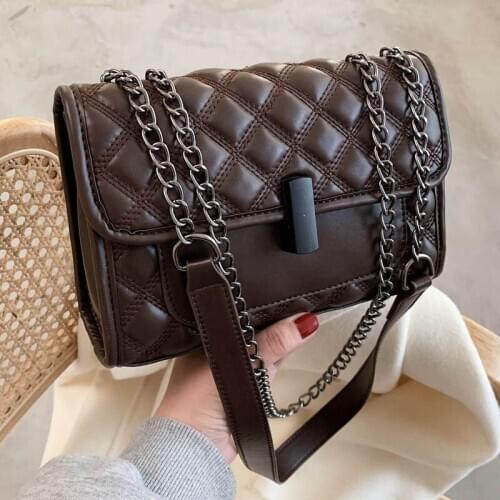 Retro Shoulder Bags 2021 New Women Handbag Designer Clutches Pouch PU Leather Crossbody Small Square Bag Chain Women Flap Bag