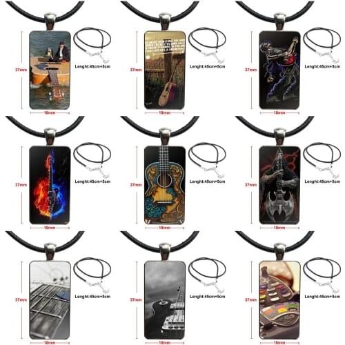 Guitar Music For Girls Statement Maxi Brand Stainless Steel Color Jewelry Fashion Statement Necklace Glass Necklaces Pendants