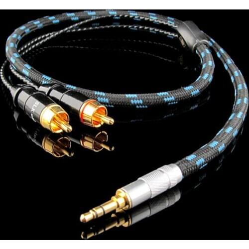 1PCS 6N pure copper signal wire Audio cable 3.5 to RCA Lotus audio cable