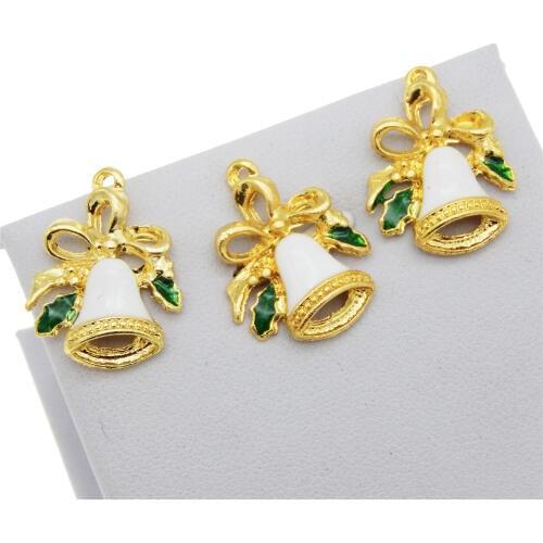 10Pcs christmas pendants jewelry making Merry Christmas Tree Bell Snowman Pendant Jewelry Finding Making Earrings Necklace DIY