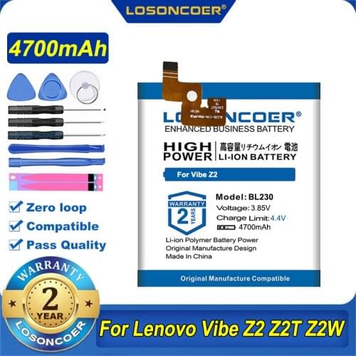 100% Original LOSONCOER 4700mAh BL230 Battery For Lenovo Vibe Z2 Z2W Z2T