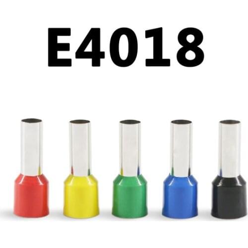 100pcs E4018 12 AWG Long Tube Insulated End Terminal Wire Copper Crimp Connector VE4018