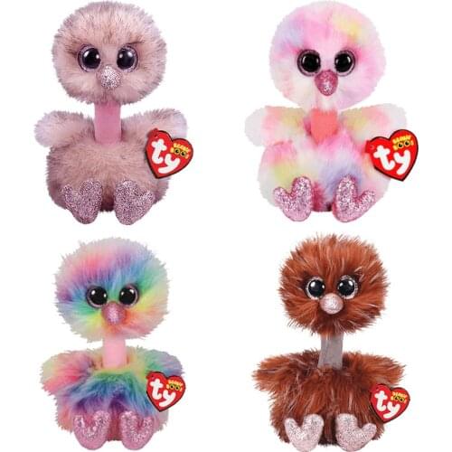 15 CM Ty Beanie Boos Q Version kawaii Big Eyes Ostrich Soft Kids Plush Toy Cute Stuffed Bird Doll Children Birthday Gift