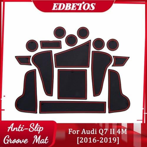 Upgraded 16 Pcs Car Interior Accessories Anti Slip Cup Mat For Audi Q7 II 4M 2016 2017 2018 2019 Decoration