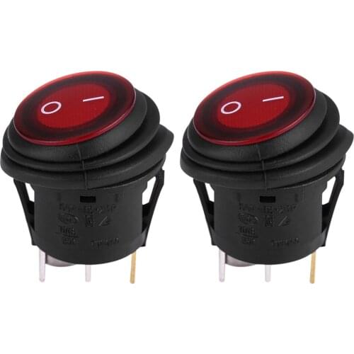 2pcs Red LED Light 12V 20A 3Pin Car Auto Boat Round On-Off Rocker Toggle Switch