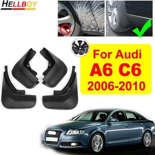 4pcs Car Fender Mud Flaps Splash Guard For Audi A6 C6 2010 Sedan Mods Front Rear Mudguards Mudflaps Auto Accessories 2006-2009