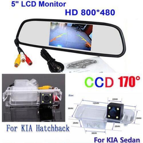 5-Inch HD Mirror Monitor DC12V 800*480 DC12V Car Monitor+ Special SONY CCD Car rear view camera For KIA K2 Rio Sedan/ Hatchback