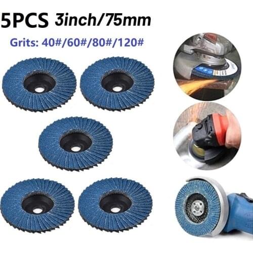 5pcs Grinding Wheel 3 Inch Flat Flap Discs 75mm Diameter Grinding Wheels Wood Cutting For Angle Grinder Cutter Tool Sharpener