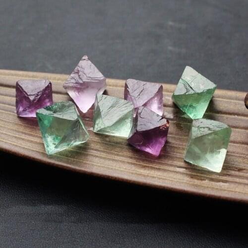 50g Great Natural Green Purple Fluorite Quartz Crystal Octahedrons Tumbled Stone Rock Specimen AAAA