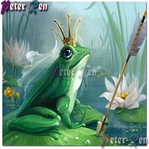5D Cartoon animal Frog prince lotus Diamond drawing Square or Round Mosaic Cross Stitch Rhinestone Childrens room decoration