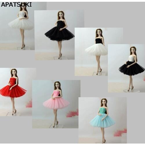 7pcs Fashion Summer Dress Short Dresses For Barbie Doll Clothes Vestido Clothes For Barbie Dolls Outfits 1/6 Doll Accessories
