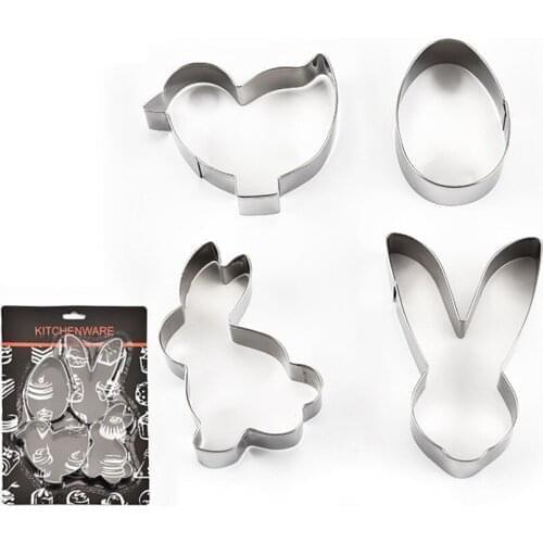 8 Sets Stainless Steel Cookie Biscuit Mold Cutters 3D Bunny Rabbit Egg Mould Kitchen Baking Tools Easter Decoration Wholesale