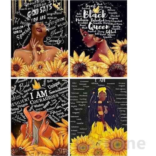 Abstract Painting DIY 5D Diamond Painting Sunflower Portrait Cross Stitch Kit Embroidery Full Round&Square Drill Home Decoration