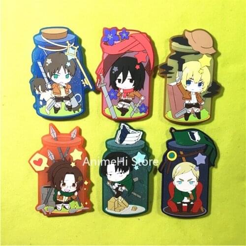 Anime Attack on Titan Keychain Figure Doll Eren Jaeger Mikasa Ackerman Armin Arlert Erwin Smith PVC Keyring Bag Pendant for Gift