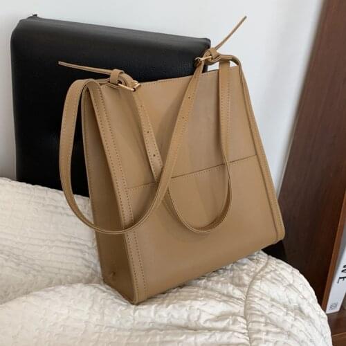Burminsa Vintage Solid Color Bucket Shoulder Bags For Women Brand Designer Roomy Female Tote Luxury Ladies Handbags Winter 2021