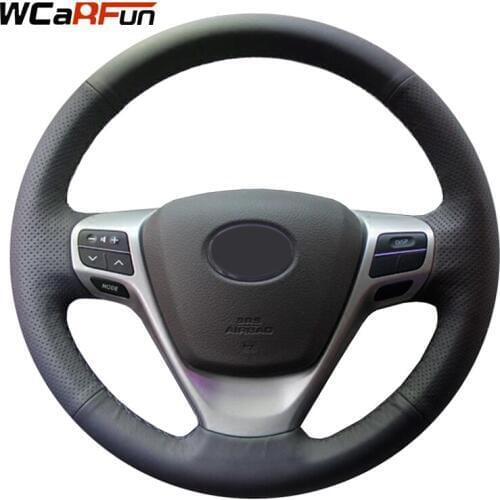 WCaRFun Hand-stitched Black Artificial Leather Steering Wheel Cover for Toyota Verso EZ Avensis