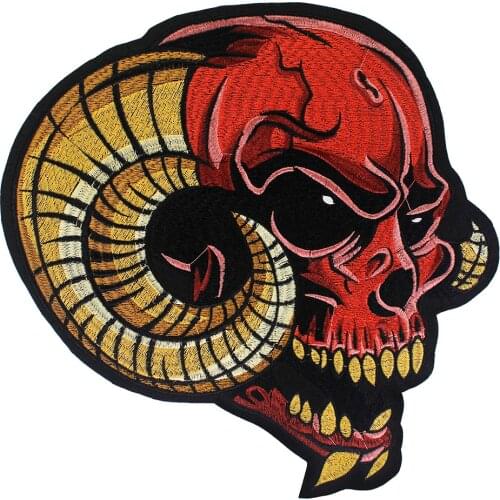 Skull Large Embroidery Punk Biker Patches Iron on Stickers Jacket Back Patches Accessories Badge 5 pieces