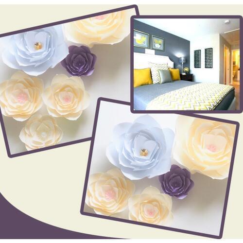 DIY Giant Paper Flowers Backdrop Artificial Handmade Paper Flower 6PCS Wedding & Party Deco Home Decoration Video Tutorial
