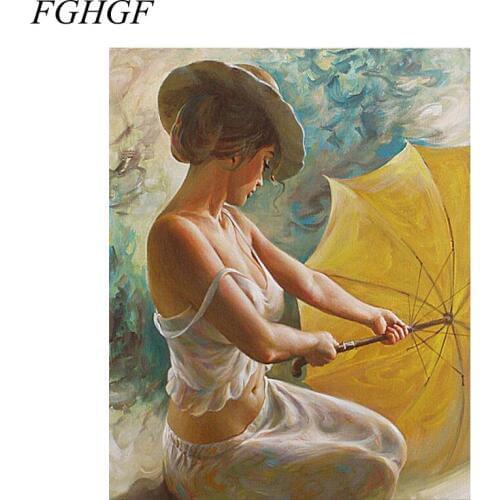 FGHGF Frameless Beach Cycling DIY Painting By Numbers Kits Unique Gift Wall Art Picture Canvas Painting Home