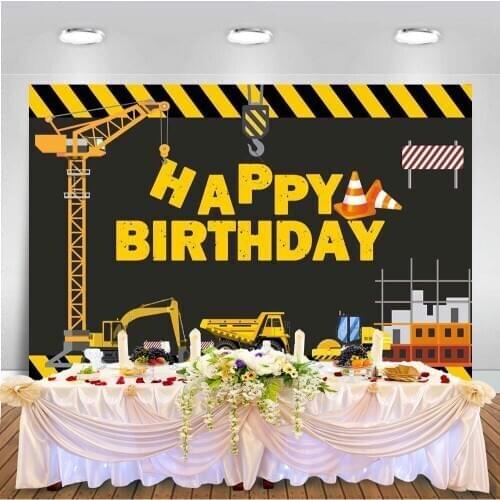 Construction Theme Birthday Party Photography Backdrop - Dump Truck Birthday Background Cake Table Boy Birthday Decorations