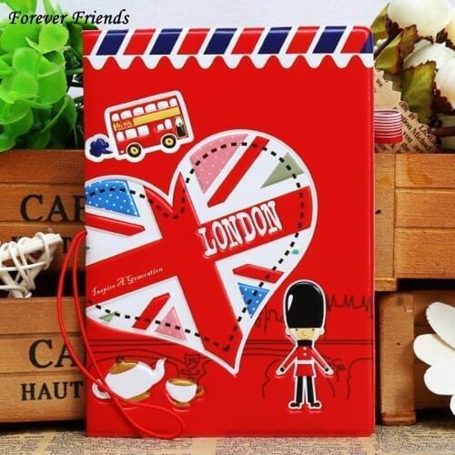 ForeverFriends PU&PVC Passport Holder Cover ID Credit Card Cover Bags Folder for Travel -red British flag