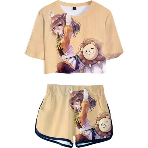 HOLOLIVE VTuber Natsuiro Matsuri 3D Summer unisex Sets Sexy Short Tops+shorts Elastic Waist Suit Vitality Kawaii Two Piece Sets
