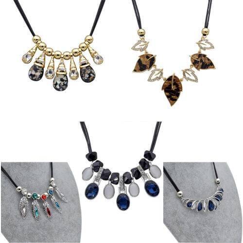 Stone crystal Necklaces & Pendants Collier Femme For Women Boho Colar Vintage Maxi Accessories Jewelry Collar Bijoux 022