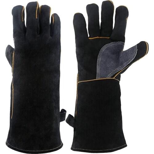 Extreme Heat&Fire Resistant Gloves Leather with Stitching,Mitts Perfect for Fireplace,Stove,Oven,Grill,Welding,Bbq,Mig,Pot Holde