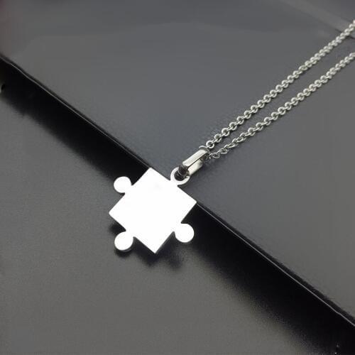 New unique Men Women Stainless Steel Square puzzle pendant Necklace For Lovers Silver Color Engagement Statement Choker Jewelry