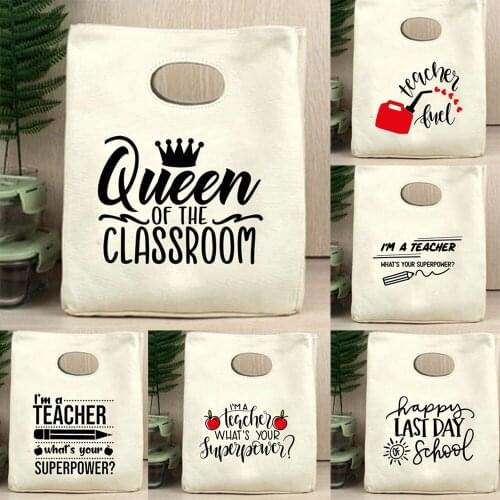 Queen of The Classroom Print Reusable Pouch Bags Cute School Teacher Office Thermal Pouch Eco Harajuku Foldable Travel Handbags