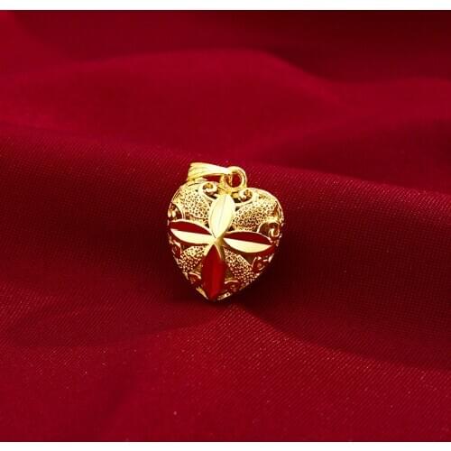 FASHION HEART-SHAPED NECKLACE PENDANT 14K GOLD WOMEN WEDDING ENGAGEMENT JEWELRY YELLOW GOLD CLAVICLE CHAIN PENDANT FOR NECKLACE