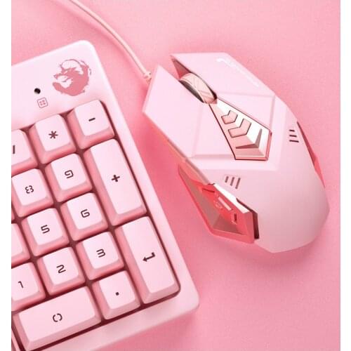 Gaming Wired Mouse Mute USB Cute Girl Optical Pink Mouse 7-Button 2400DPI E-sports Gaming Mouse For PC Laptop