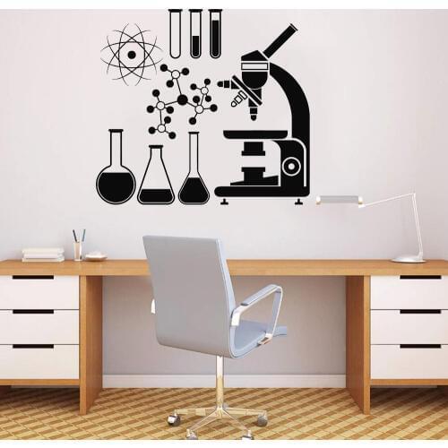 Science Wall Sticker For School Classroom Decor Microscope Scientist Chemistry Removable Vinyl Windows Decal Teen Room Y385