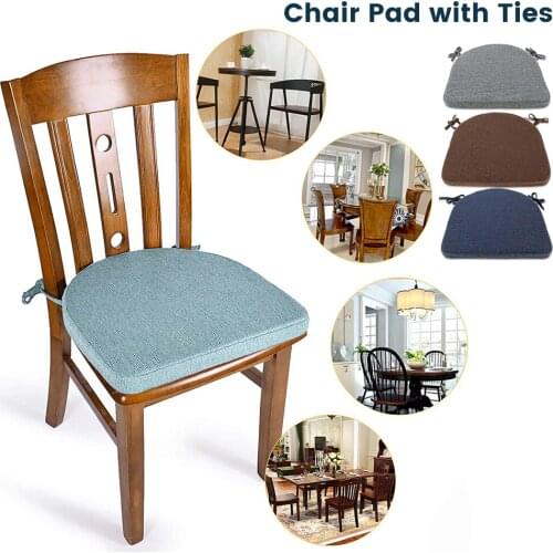 NonSlip Kitchen Dining Chair Pad with Ties Memory Foam Chair Seat Cushion Pad-Blue