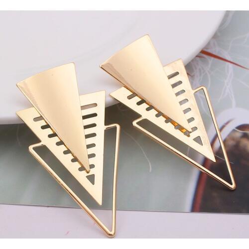 Newest Metal Fashion Earrings European Design Jewelry Statement Earrings Geometric Triangle Drop Earring For Women