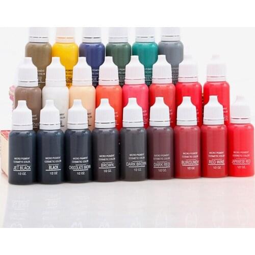 15ML/Bottle Professional Tattoo Pigment Inks Safe Half Permanent Tattoo Paints Supplies for Body Beauty Tattoo Art