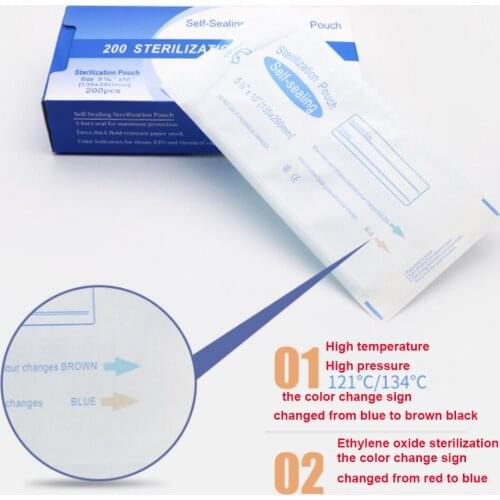 200pcs/box Self-sealing Sterilization Pouches Bags Medical-grade Bag Disposable Tattoo Dental Nail art Bags Accessories