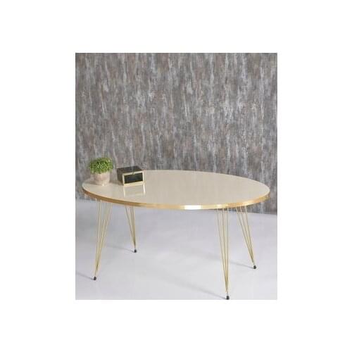 Modern Center table Ellipse Gold Cream Tel coffee tables table basse furniture living room table