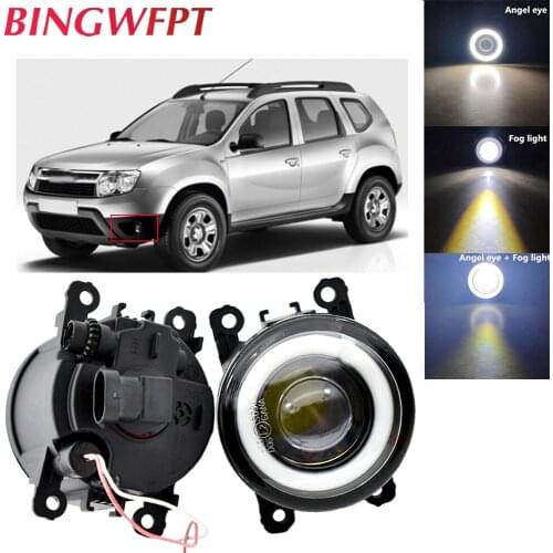 1Pair LED Daytime Running Light Fog Light For Dacia Duster Logan Sandero 2004-2015 For Renault Fluence L30 With Angel Eye