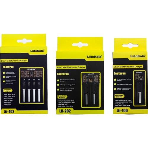 Liitokala Lii-100 Lii-202 Lii-402 Lii-PD4 100B Battery Charger, Charging 18650 1.2V 3.7V 3.2V 18350 26650 NiMH Lithium Battery