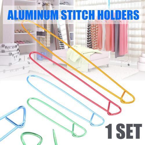 1 Set Aluminum Stitch Holders Pins Knit Knitting Needles Markers Crochet Hooks Locking Stitch Seam DIY Sewing Tool 4 Sizes