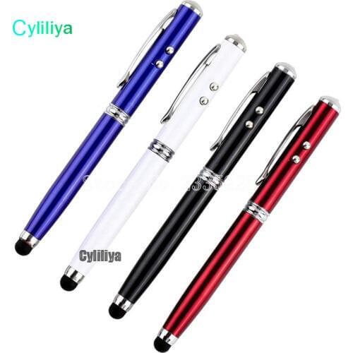100Pcs 4 in 1 Laser Pointer LED Torch Touch Screen Stylus Ball Pen for iPhone Drop Shipping Wholesale