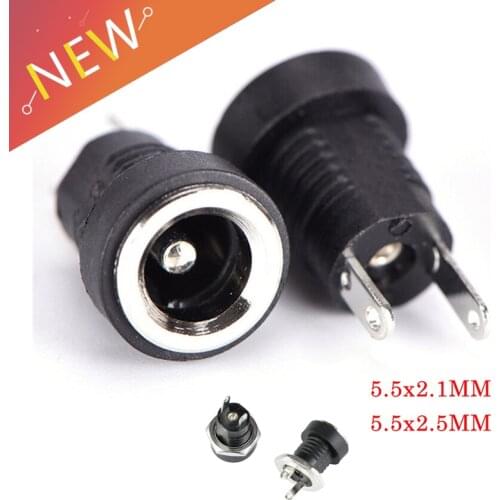5/10Pcs 5A 30v For DC Power Supply Jack Socket Female Panel Mount Connector 5.5mm 2.1mm Plug Adapter 2 Terminal Types 5.5x2.1