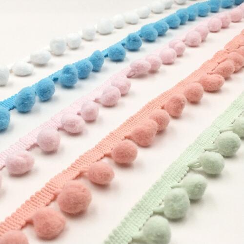 5yards/lot 1.1cm Color pompom small ball cotton bohemian tassel trimming fringes for sewing clothes scarf Curtains decoration