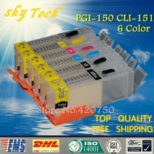 6PK Empty Refillable Ink Cartridge suit for PGI150 CLI151,Suit for canon MG6310 MG6410 MG5410 MG7110 IP7210 MX721 ,with ARC chip