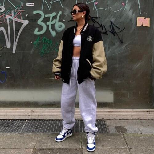 B-TOTO American Street Black Stitching Baseball Uniform Bf Jacket Female Ins Tide Spring And Autumn Jacket 2021 Fashion