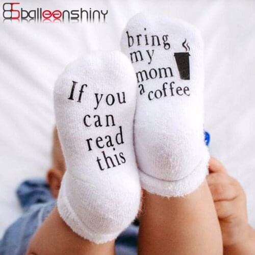 BalleenShiny 2PCS Childrens Socks 0-1Y New Autumn Winter Socks Cute Letters Casual Style Newborn Baby Warm Socks Soft Cotton