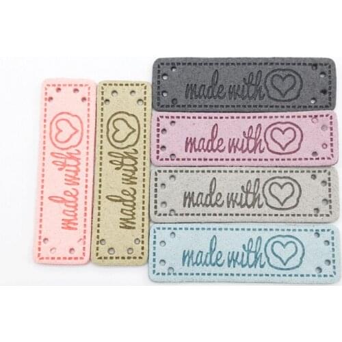 15X50Mm Made With Love Labels For Clothing Gift Hand Made With Heart Tags For Clothes Hat Handmade Sewing Label