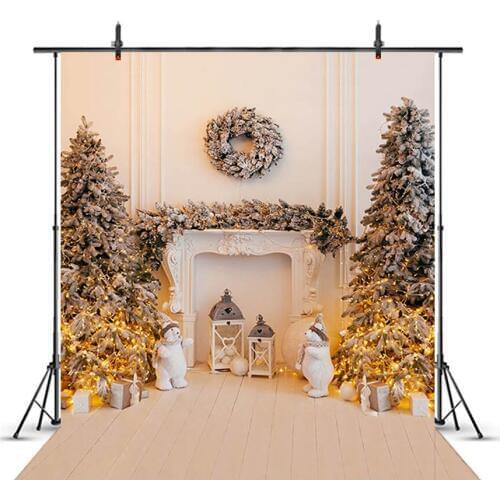 Christmas Fireplace backdrop for photography children portrait background for photo studio family indoor Christmas Tree Photo